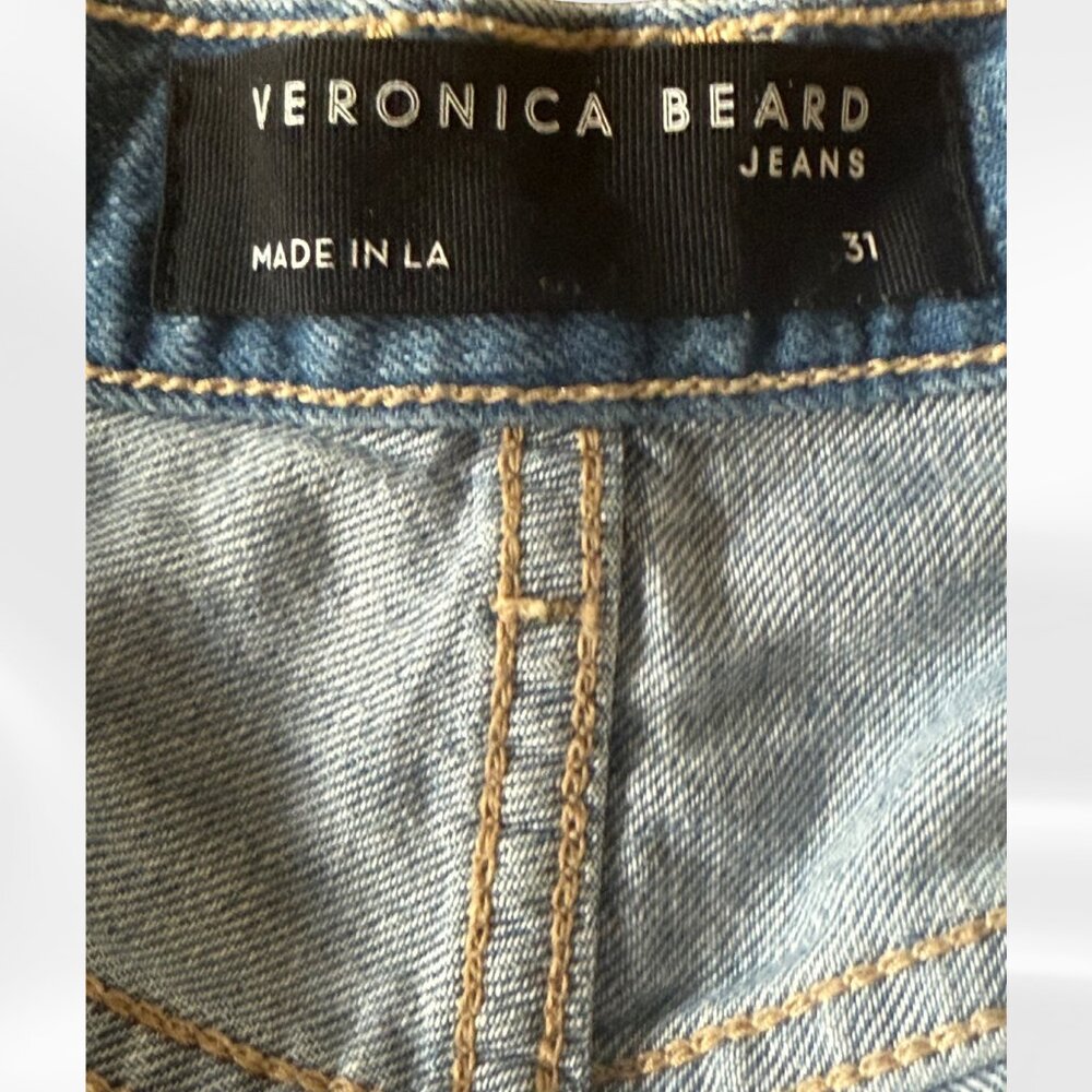 Veronica Beard Wide Leg Jeans 31 Lakeshore Wash Raw Hem Button Fly USA Made - Picture 4 of 10